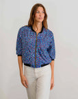 Australian native wildflower print on the Pilbara Wildflowers Bomber Jacket by Kirrikin.