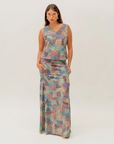 Pilbara Wildflowers skirt featuring vibrant Australian native wildflower artwork by Sheryl Hicks inspired by the Pilbara region.